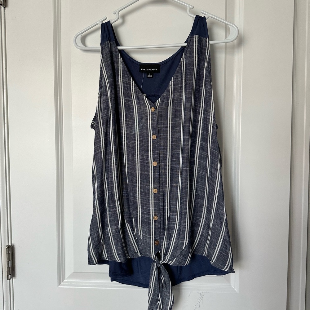 Fortune + Ivy tie front blouse